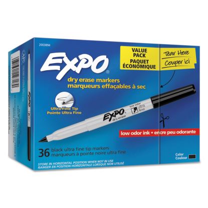 Low-Odor Dry Erase Marker Office Value Pack, Extra-Fine Needle Tip, Black, 36/Pack1