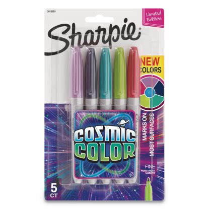Cosmic Color Permanent Markers, Medium Bullet Tip, Assorted Cosmic Colors, 5/Pack1