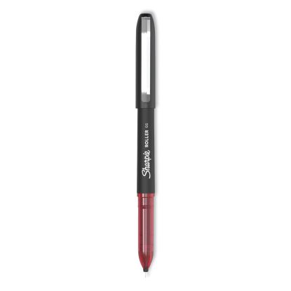 Professional Design Roller Ball Pen, Stick, Fine 0.5 mm, Red Ink, Black Barrel, Dozen1