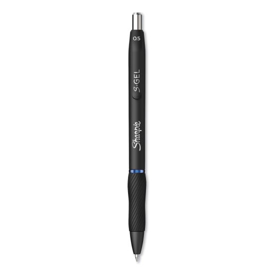 S-Gel High-Performance Gel Pen, Retractable, Fine 0.5 mm, Blue Ink, Black Barrel, Dozen1