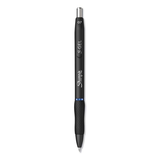 S-Gel High-Performance Gel Pen, Retractable, Medium 0.7 mm, Blue Ink, Black Barrel, Dozen1