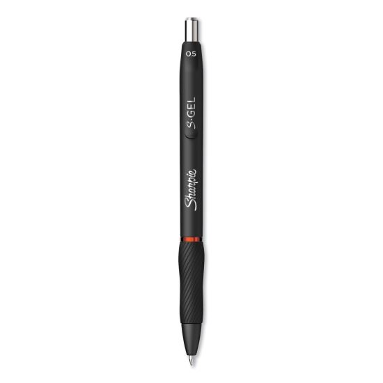 S-Gel High-Performance Gel Pen, Retractable, Fine 0.5 mm, Red Ink, Black Barrel, Dozen1