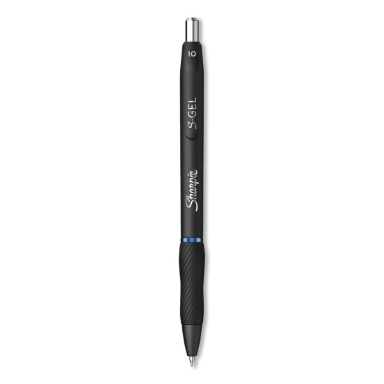 S-Gel High-Performance Gel Pen, Retractable, Bold 1 mm, Blue Ink, Black Barrel, Dozen1