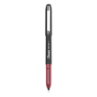 Professional Design Roller Ball Pen, Stick, Medium 0.7 mm, Red Ink, Black Barrel, Dozen1