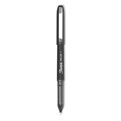 Professional Design Roller Ball Pen, Stick, Medium 0.7 mm, Black Ink, Black Barrel, Dozen1