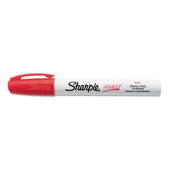 Permanent Paint Marker, Medium Bullet Tip, Red, Dozen1