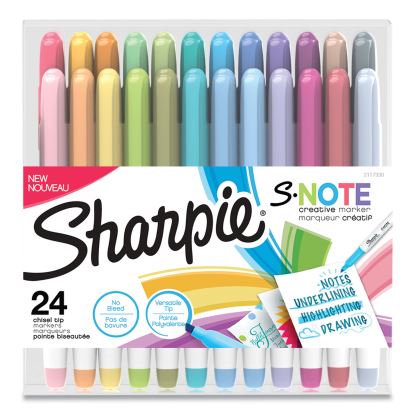 S-Note Creative Markers, Assorted Ink Colors, Chisel Tip, Assorted Barrel Colors, 24/Pack1