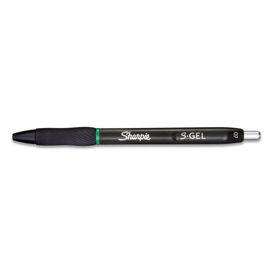 S-Gel High-Performance Gel Pen, Retractable, Medium 0.7 mm, Green Ink, Black Barrel, Dozen1