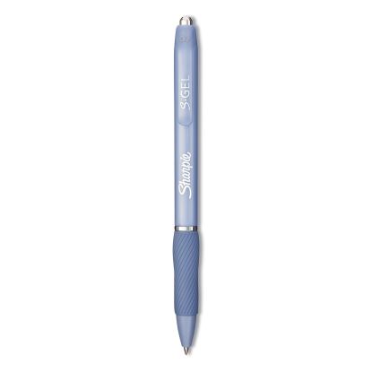 S-Gel Fashion Barrel Gel Pen, Retractable, Medium 0.7 mm, Black Ink, Frost Blue Barrel, Dozen1
