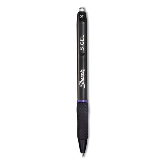 S-Gel High-Performance Gel Pen, Retractable, Medium 0.7 mm, Purple Ink, Black Barrel, Dozen1