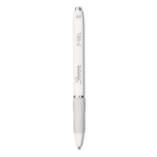 S-Gel Fashion Barrel Gel Pen, Retractable, Medium 0.7 mm, Black Ink, Pearl White Barrel, Dozen1