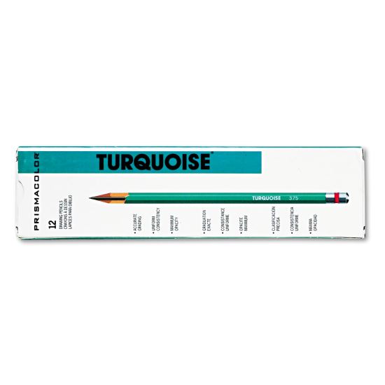 Turquoise Drawing Pencil, 2 mm, 4B, Black Lead, Turquoise Barrel, Dozen1