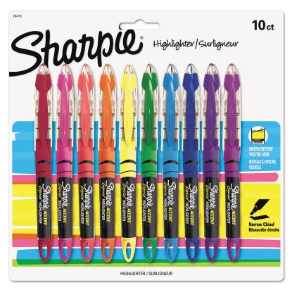 Liquid Pen Style Highlighters, Assorted Ink Colors, Chisel Tip, Assorted Barrel Colors, 10/Set1