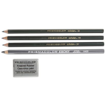 Scholar Graphite Pencil Set, 2 mm, Assorted Lead Hardness Ratings, Black Lead, Dark Green Barrel, 4/Set1