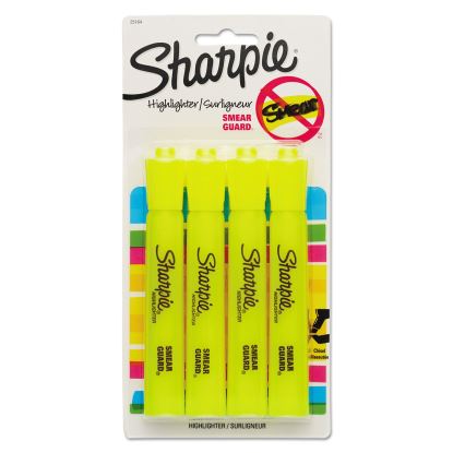 Tank Style Highlighters, Fluorescent Yellow Ink, Chisel Tip, Yellow Barrel, 4/Set1