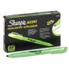 Pocket Style Highlighters, Fluorescent Green Ink, Chisel Tip, Green Barrel, Dozen2