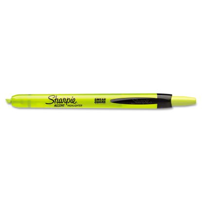 Retractable Highlighters, Fluorescent Yellow Ink, Chisel Tip, Yellow/Black Barrel, Dozen1