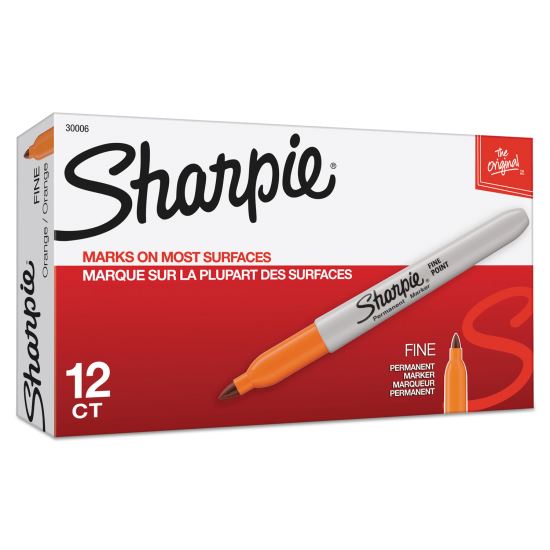 Fine Tip Permanent Marker, Fine Bullet Tip, Orange, Dozen1