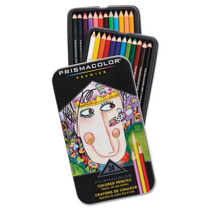 Premier Colored Pencil, 3 mm, 2B (#1), Assorted Lead/Barrel Colors, 24/Pack1