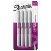 Metallic Fine Point Permanent Markers, Fine Bullet Tip, Metallic Silver, 4/Pack1