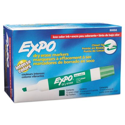 Low-Odor Dry-Erase Marker, Broad Chisel Tip, Green, Dozen1