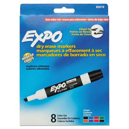 Low-Odor Dry-Erase Marker, Broad Chisel Tip, Assorted Colors, 8/Set1