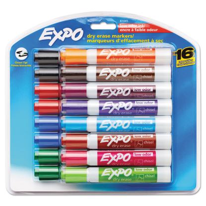 Low-Odor Dry-Erase Marker, Broad Chisel Tip, Assorted Colors, 16/Set1