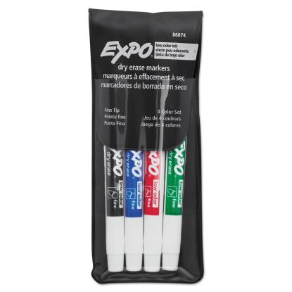 Low-Odor Dry-Erase Marker, Fine Bullet Tip, Assorted Colors, 4/Set1
