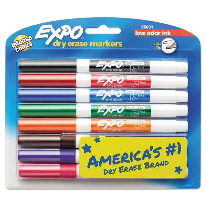 Low-Odor Dry-Erase Marker, Fine Bullet Tip, Assorted Colors, 8/Set1