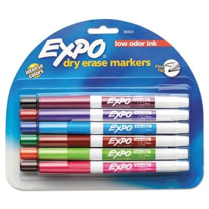Low-Odor Dry-Erase Marker, Fine Bullet Tip, Assorted Colors, 12/Set1