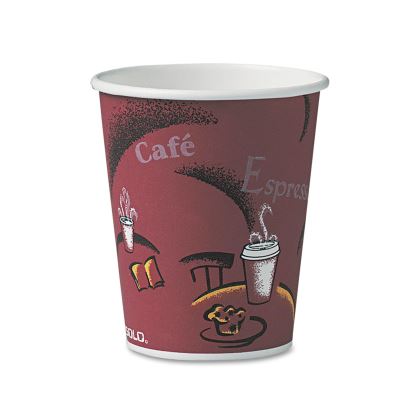 Solo Paper Hot Drink Cups in Bistro Design, 10 oz, Maroon, 50/Pack1