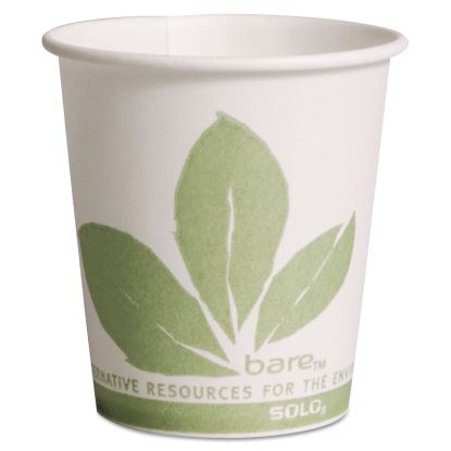 Bare Eco-Forward Paper Treated Water Cups, Cold, 3 oz, White/Green, 100/Sleeve, 50 Sleeves/Carton1