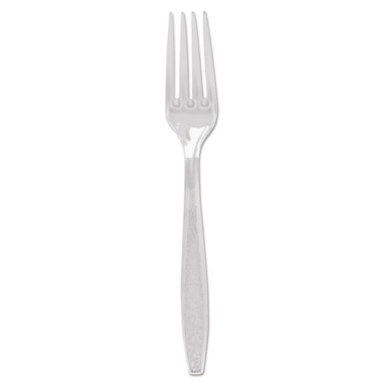 Guildware Heavyweight Plastic Cutlery, Forks, Clear, 1000/Carton1