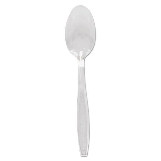Guildware Heavyweight Plastic Cutlery, Teaspoons, Clear, 1000/Carton1