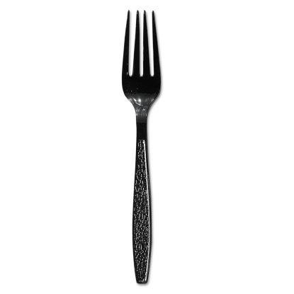 Guildware Heavyweight Plastic Forks, Black, 1000/Carton1