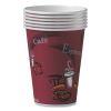 Solo Paper Hot Drink Cups in Bistro Design, 12 oz, Maroon, 300/Carton2