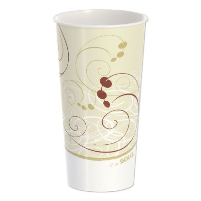 Double Sided Poly Paper Cold Cups, 21 oz, Symphony Design, Tan/Maroon/White, 50/Pack, 20 Packs/Carton1
