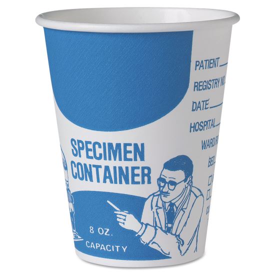 Paper Specimen Cups, 8 oz, Blue/White, 50/Sleeve, 20 Sleeves/Carton1