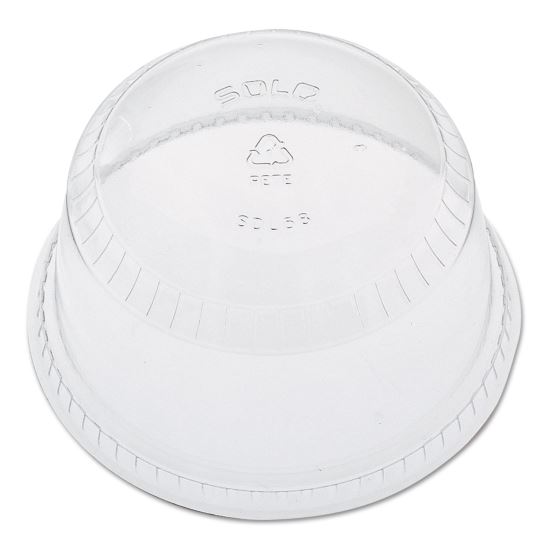 SoloServe Flat-Top Dome Cup Lids, Fits 5 oz to 8 oz Containers, Clear, 50/Pack 20 Packs/Carton1