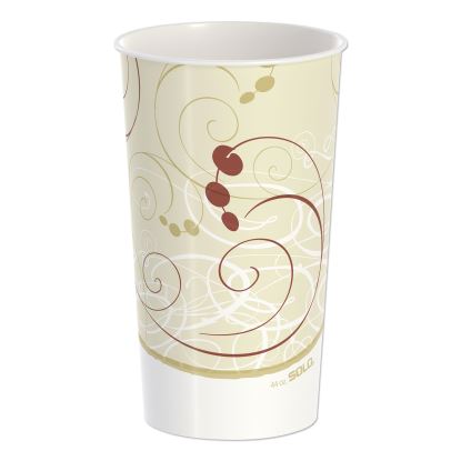 Double Sided Poly Paper Cold Cups, 44 oz, Symphony Design, Tan/Maroon/White, 40/Pack, 12 Packs/Carton1