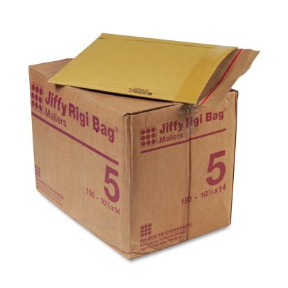 Jiffy Rigi Bag Mailer, #5, Square Flap, Self-Adhesive Closure, 10.5 x 14, Natural Kraft, 150/Carton1