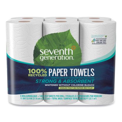 100% Recycled Paper Kitchen Towel Rolls, 2-Ply, 11 x 5.4 Sheets, 140 Sheets/RL, 24 RL/CT1