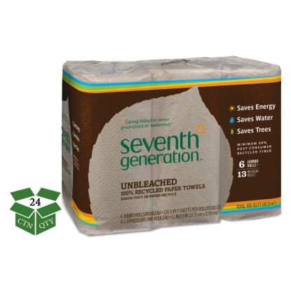 Natural Unbleached 100% Recycled Paper Kitchen Towel Rolls, 2-Ply, 11 x 9, 120/Roll, 24 Rolls/Carton1