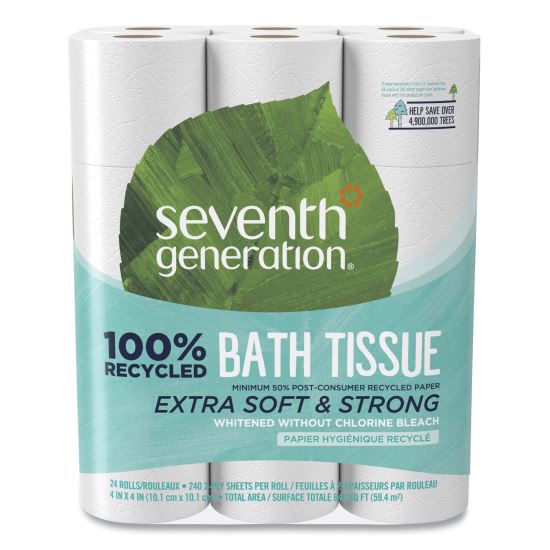 100% Recycled Bathroom Tissue, Septic Safe, 2-Ply, White, 240 Sheets/Roll, 24/Pack, 2 Packs/Carton1