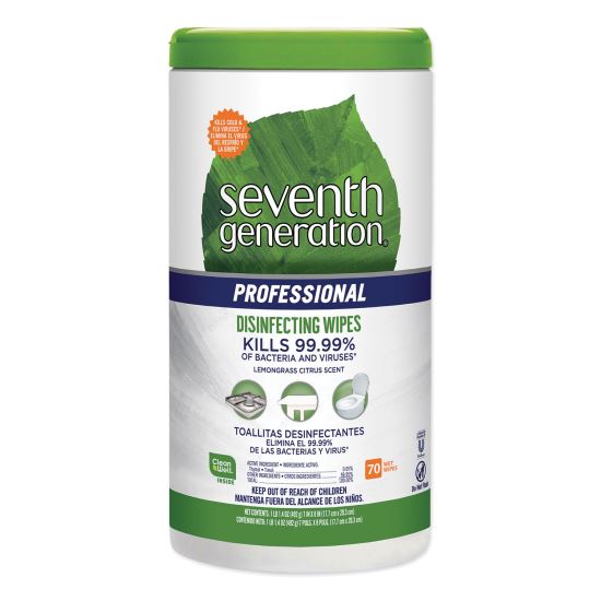 Disinfecting Multi-Surface Wipes, 8 x 7, Lemongrass Citrus, 70/Canister, 6 Canisters/Carton1