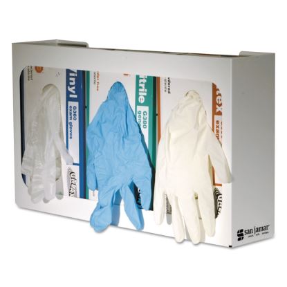 White Enamel Disposable Glove Dispenser, Three-Box, 18w x 3 3/4d x 10h1