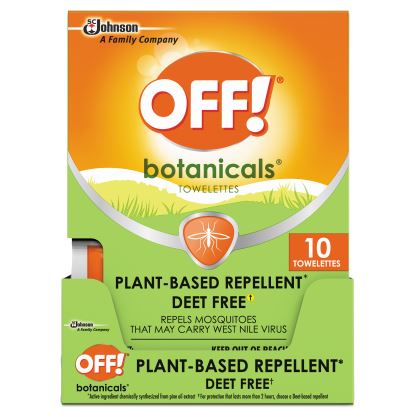 Botanicals Insect Repellant, Box, 10 Wipes/Pack, 8 Packs/Carton1