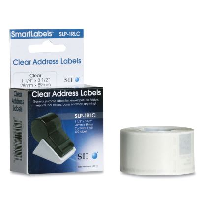 SLP-2RLC Self-Adhesive Address Labels, 1.12" x 3.5", Clear, 130 labels/Roll, 2 Rolls/Box1
