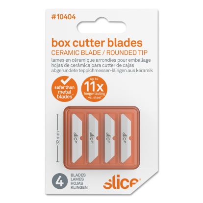 Safety Box Cutter Blades, Rounded Tip, Ceramic Zirconium Oxide, 4/Pack1