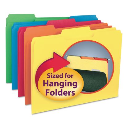 Interior File Folders, 1/3-Cut Tabs: Assorted, Letter Size, 0.75" Expansion, Assorted Colors, 100/Box1